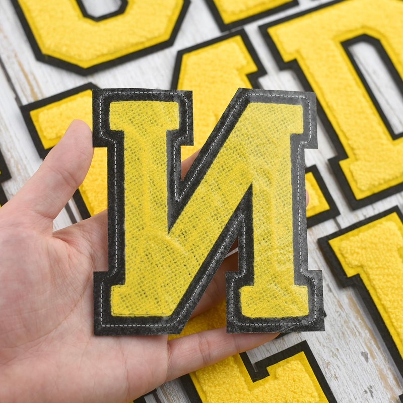 Single 4.5" Yellow Chenille Iron-On Patch – Easy Application for
