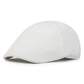 BOTVELA Newsboy Cap for Men Cotton Beret Ivy Irish Gatsby Driving Cabbie Hat, White, 7 3/4