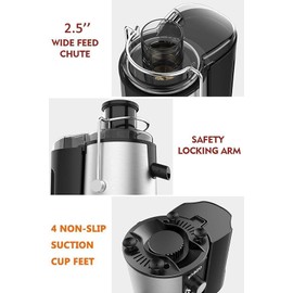AZEUS Juicer - Centrifugal Juicer Machine, 400W Juice Extractor with Dual-Speed, German-Engineered Blades, Easy Clean, Anti-Drip Design, 2-Layer Centrifugal Bowl, 100% BPA-Free