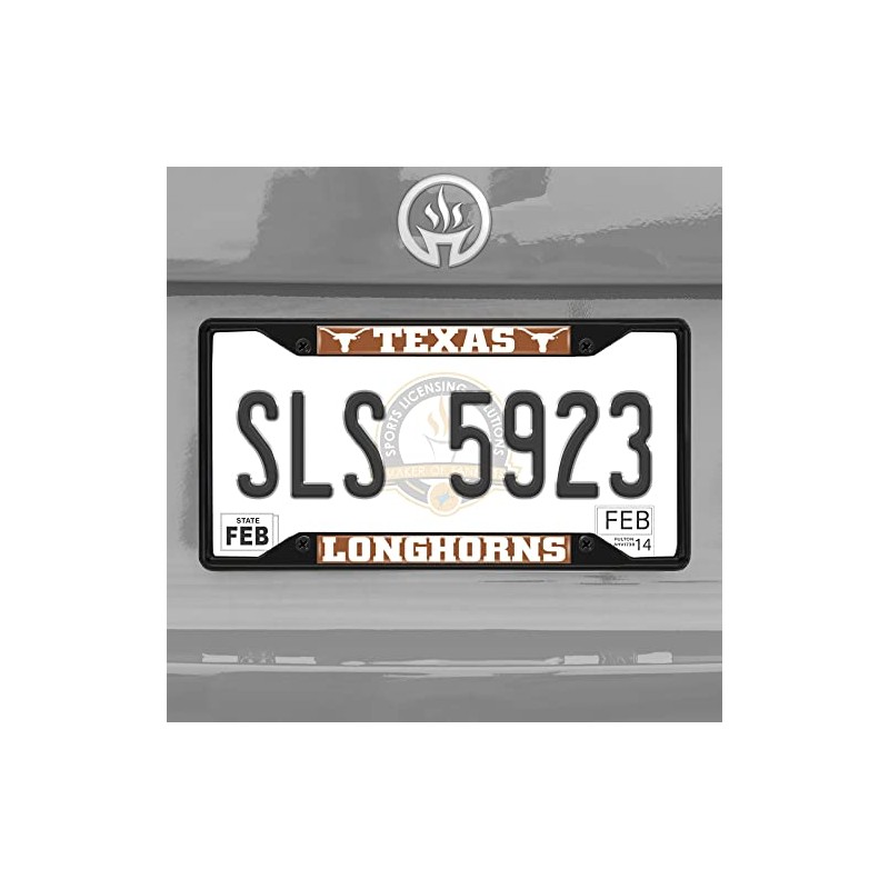 FANMATS 31284 Texas Longhorns Metal License Plate Frame Black Finish