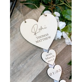 MadeAt94 New Baby Name Wall Sign Nursery Room Decoration for New Mum Birth Details Gift