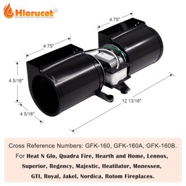 GFK160 GFK-160A Fireplace Blower Fan for Quadrafire, Heat N Glo, Hearth and Home, Heatilator, Fasco, Superior, GTI, Jakel, Royal, Nordica, Regency, Rotom Fireplace, 6000CLX SL-550TR, DV3732 DV3732-B.