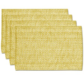 Sweet Home Collection Trends Two Tone 100% Cotton Woven Placemat (4 Pack), 10"x19", Gold