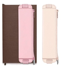 Kryzalite 2 Pack Elastic Leather Notebook Pencil Case Marker Pen Case with Elastic Band for Bible Diaries Planner (White, Pink), multicoloured, Modern