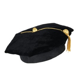 Newrara Unisex Doctoral Black Tam 6 Sides with Gold Bullion Tassel One Size Fits Most