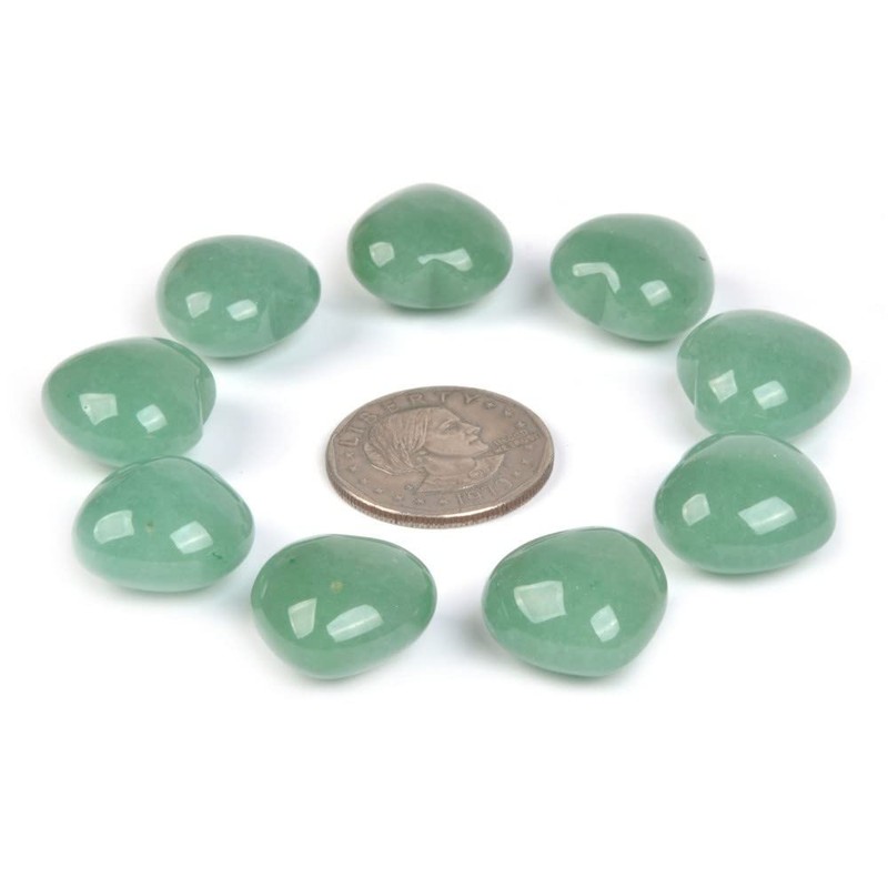 Justinstones Natural Green Aventurine Gemstone Healing Crystal 0.8" Mini Puffy