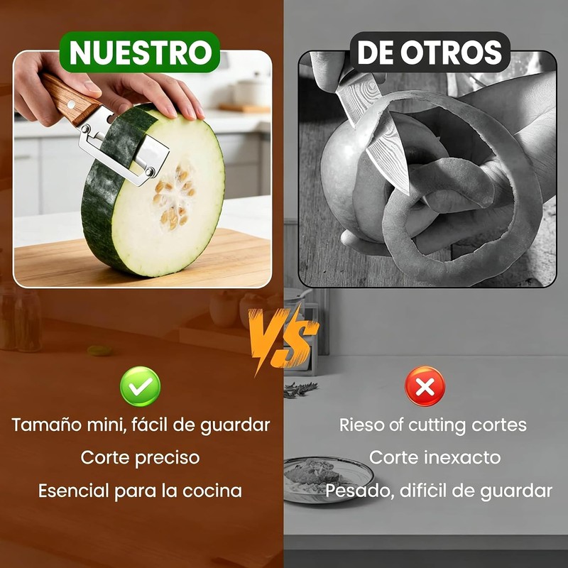 Pelador de Verduras Multifuncional Para Cocina, Con Mango de Madera