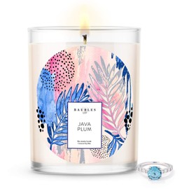 Baubles Java Plum Scented Premium Candle and Jewelry with Surprise Ring Inside | 18 oz Large Candle | Made in USA | Parrafin Free | Size 06