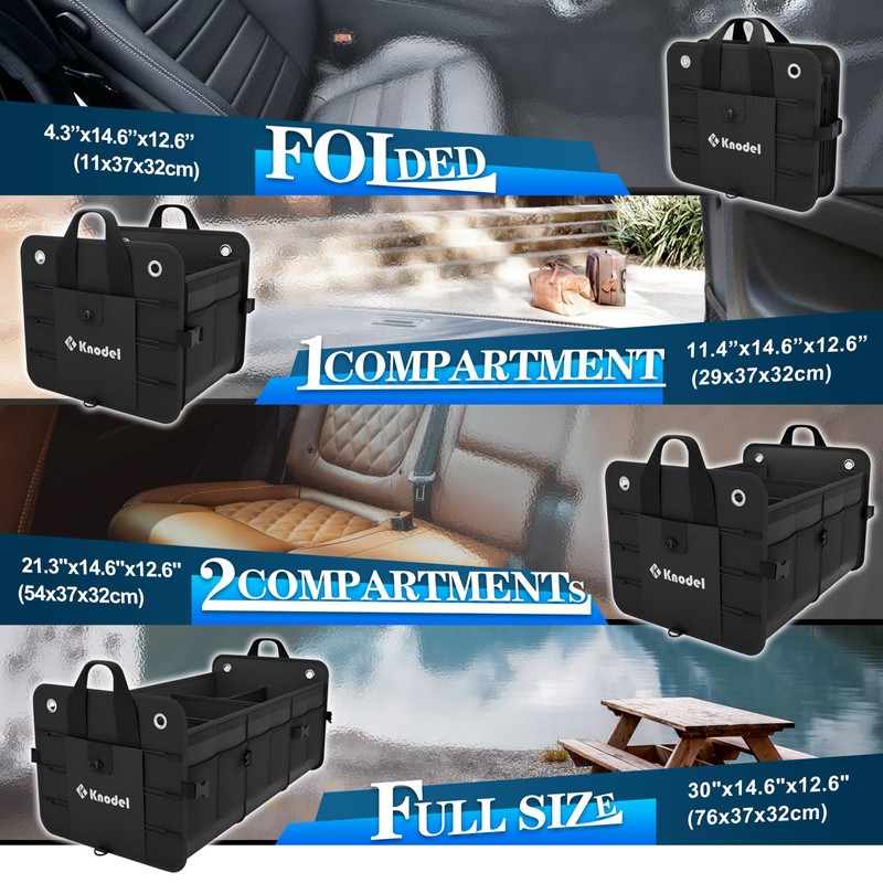 K KNODEL Car Trunk Organizer, Foldable Cover, Heavy Duty Collapsible