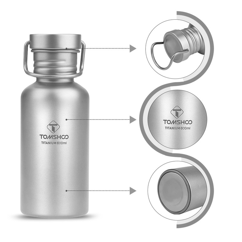 600ml Full Titanium Water Bottle Ultralight Outdoor Camping Hiking Cycle