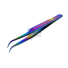 Stainless Steel Jeweler Style Tweezers #7 Multi Titanium Rainbow Color Fine Point (A2Z)