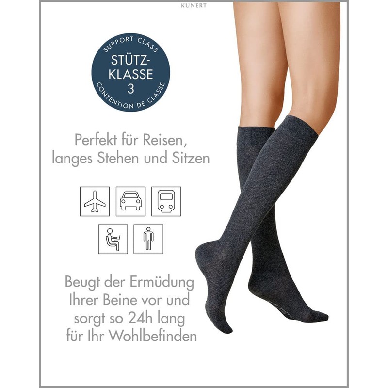 Kunert Women's Knee-High Socks, Grey (Anthracite-Mel 4050), 4