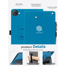 Magnetic Case for DOOGEE V Pad 12 inch Tablet - Shockproof with Pen Slot,daunke Waterproof,Anti-Scratch,Multi-Angle Stand,with Hand Strap,Slim Durable,Azure