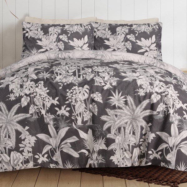 Sleepdown Tropical Monkey Black Natural Reversible Duvet Cover Quilt Bedding