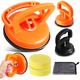 Baderke 5 Packs Car Dent Puller, Dent Repair Kit: Puller Dent Suction Remover Tool with Rag and Sponge for Car Body Dent, Glass, Screen, Tiles & Lifting Objects Moving(Orange+Black+Orange)