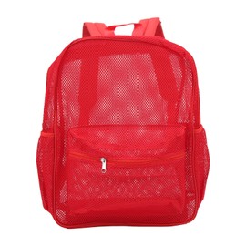 Mesh Backpack Heavy Duty Lightweight Large Capacity Washable See Through Backpack for Swimming Beach Sports Red