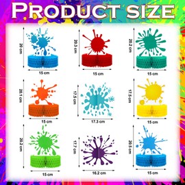 9 Pack Paint Splatter Honeycomb Centerpieces Colorful Art Paint Party Decorations Art Party Table Centerpieces 3D Painting Table Toppers for Birthday Party Decorations