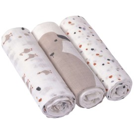 Lässig Baby Burp Cloth, Muslin Made from Bamboo Fibre and Cotton; Soft Breathable (pack of 3, 80 x 80 cm)/Heavenly Soft Swaddle L