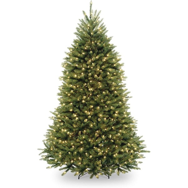 National Tree Company Pre-Lit Artificial Full Christmas Tree, Green, Dunhill Fir, White Lights, Includes Stand, 6.5 Feet