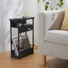 YEAKOO Narrow Side Table with Charging Station, 3-Tier End Table