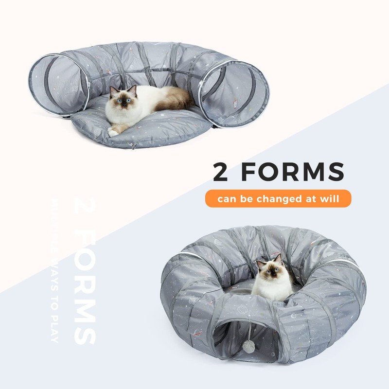 PAWZ Road Cat Tunnel Bed with Central Mat and Peek