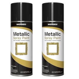 NADAMOO Metallic Spray Paint, Gold - Fast-Drying Finish for DIY Crafts, Models, Furnitures & Home Decor, Covers Plastic, Wood, Metal - 2 Cans
