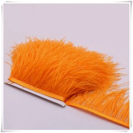 Feather Paradise Orange Ostrich Feather Trims Fringes Sewn on Feather 1 Yard