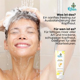 Large 250 ml Scalp Scrub Organic without Sulphates and Parabens Ritalia® Scalp Scrub for Oily or Dry Hair Detoxifies, Cleans and Balances Scalp Care