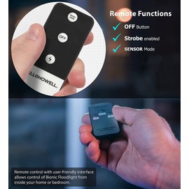 Bell+Howell Bionic Floodlight with Motion Sensing - Solar Outdoor Lights 108 High Power LED Bulbs Adjustable, Swiveling Panels for Garden Patio and Lawn As Seen On TV