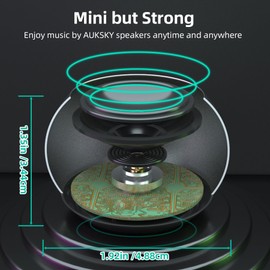 AUKSKY 2Pack Portable Mini Speaker, Bluetooth Tiny Speaker,Wireless Micro Speaker for Phone/PC/Tablet, Rechargeable Battery, Built-in Microphone, Cute Mini Speaker with Strap to Carry, Silver