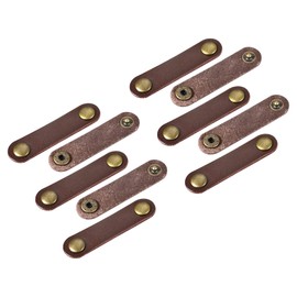 sourcing map Pack of 10 Leather Cable Straps Cord Organizer 63x16mm Portable Cable Leather Clips Brown Earphone Cord Management for Cable, Wire