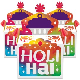 Big Dot of Happiness Holi Hai - Treat Box Party Favors - Festival of Colors Party Goodie Gable Boxes - Set of 12