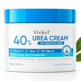 Crema de urea 40% más ácido salicílico 2%, crema de urea 40 por ciento para pies, máxima fuerza, crema para pies para talones secos agrietados