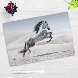 Desk Mat for Children and Adults - White Horse - Made of Premium Vinyl (Plastic) - 60 x 40 cm - Non-Slip Desk Mat for Best Protection - Made in Germany