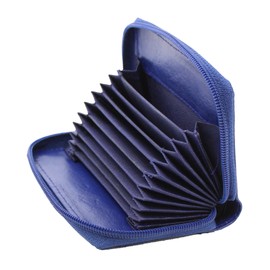 STARHIDE Womens RFID Small Leather Fan Concertina Palm Credit Card Holder 1234 (Blue)