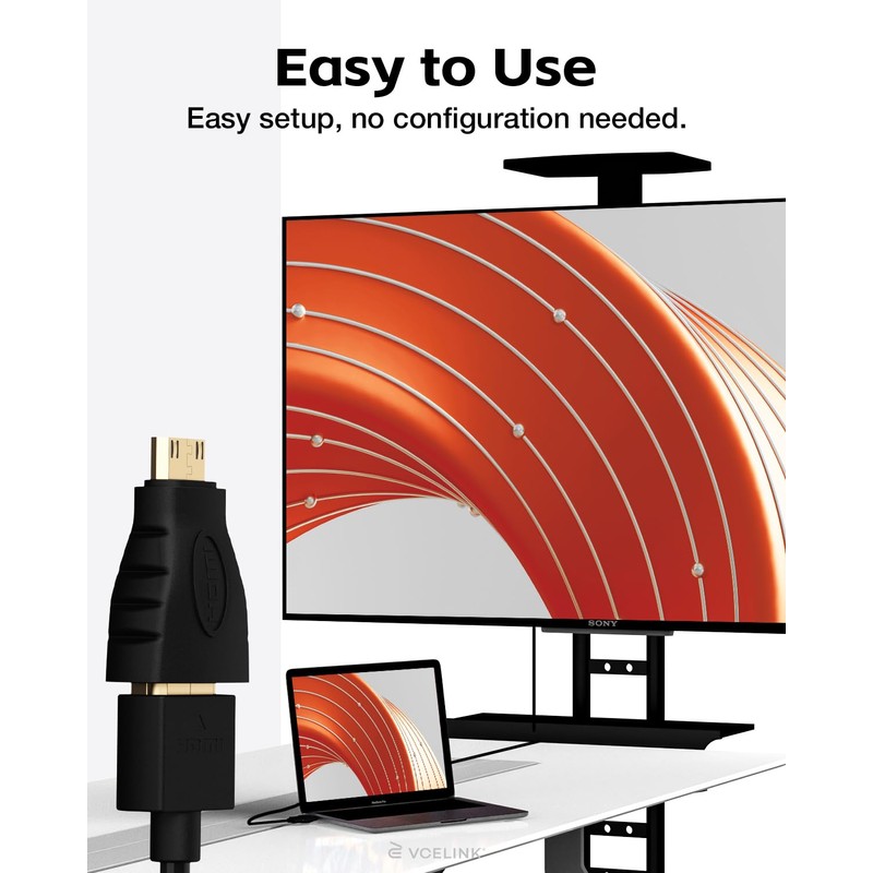 VCE HDMI Adapter 2-Pack, Mini HDMI to HDMI, 4K Support,
