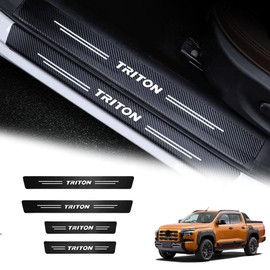 For Triton L200 LC2T GLS GSR (February 2024~) Custom Parts Door Sill Sticker Side Pedals Door Sill Protector Leather Material ABS Carbon Fiber Scratch Resistant Abrasion Resistant Easy Installation 4