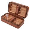 Wood Portable Travel Outdoor Cigar Humidor PU Leather Cigar Storage