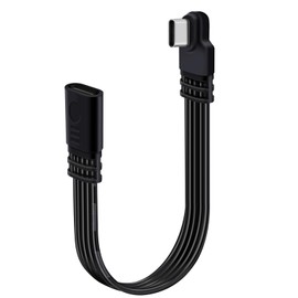 YINGAYOU Flat USB C Extension Cable 90 Degree USB C Male to Female Extension Cable Support Charging and Data 480Mbps 65W 5V 3A for Phones, Laptops, PC (Left Right Bent, 30 cm)