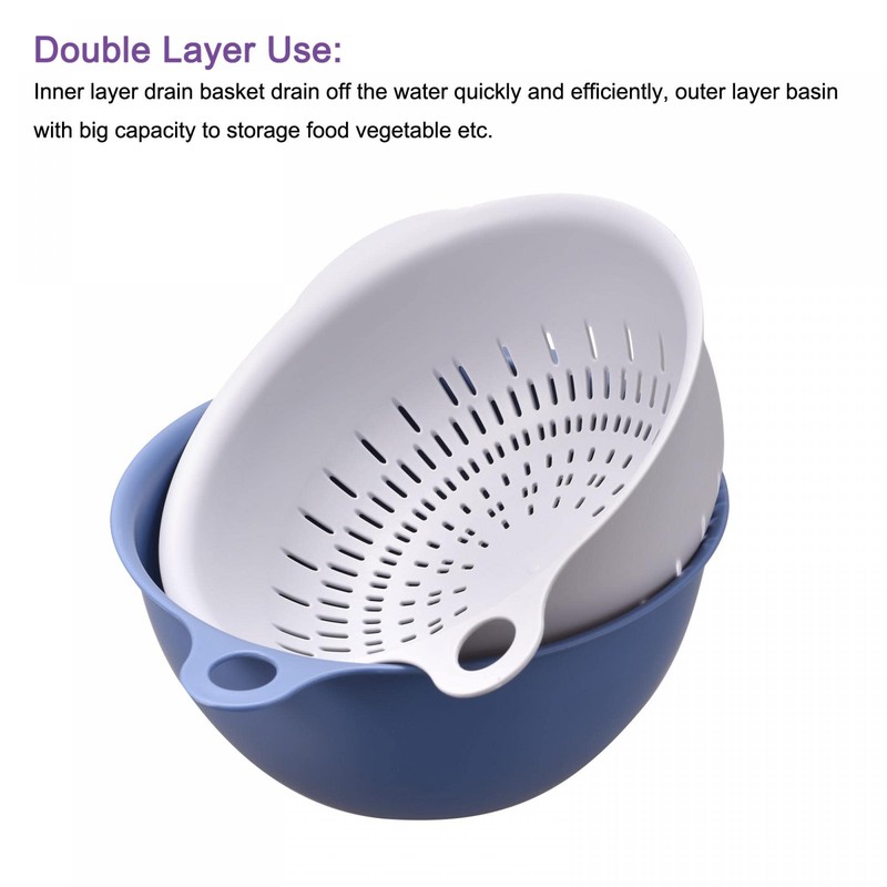 sourcing map Kitchen Strainer Colander Bowl Set, Small Double Layer