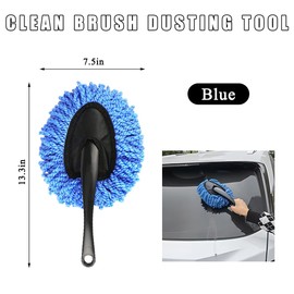 KVAEY Car Dash Duster Brush, Super Soft Microfiber Multi-Functional Car Cleaning Brush, Scratch Free Car Dash Dusting Tool with a Anti-Skid Handle for Car Cleaning Home Kitchen Cleaning (Blue)
