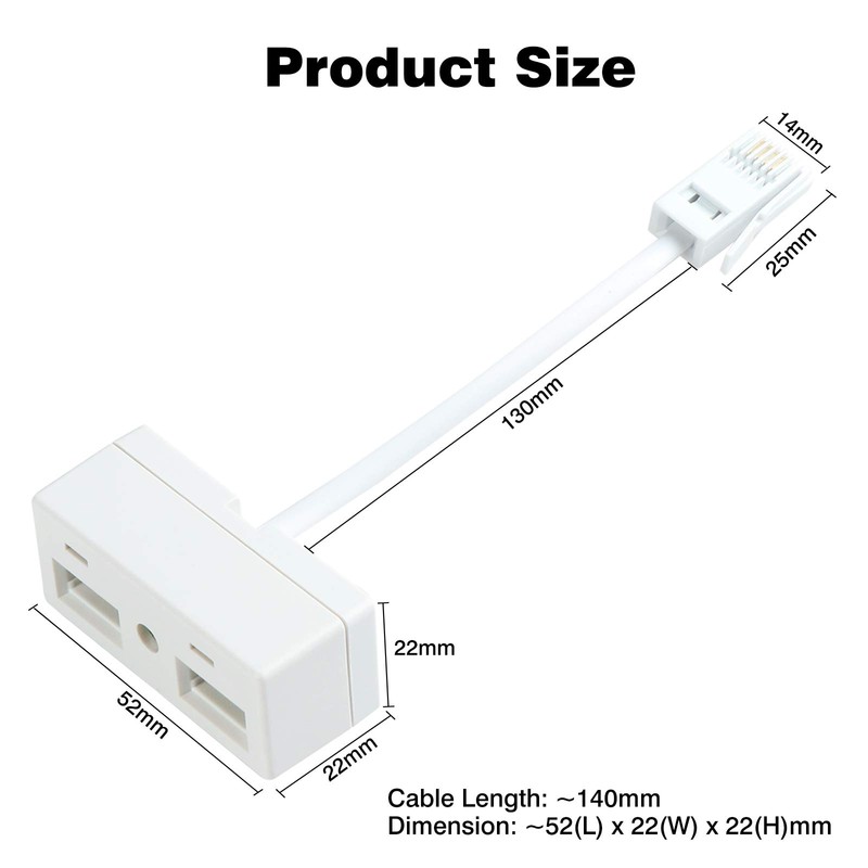 HSEAMALL One BT Plug to Two UK BT Telephone Socket