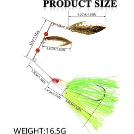 JSHANMEI Fishing Lures Spinnerbait, Bass Fishing Lure Spinner Baits Kit Hard Metal Multicolor Buzzbait Spinnerbait Jigs for Bass Pike Trout Salmon