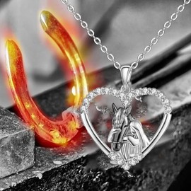 SHEAISRS Horse Necklace Sterling Silver Love Heart Horse Pendant Necklace Jewelry for Horse Lovers Women