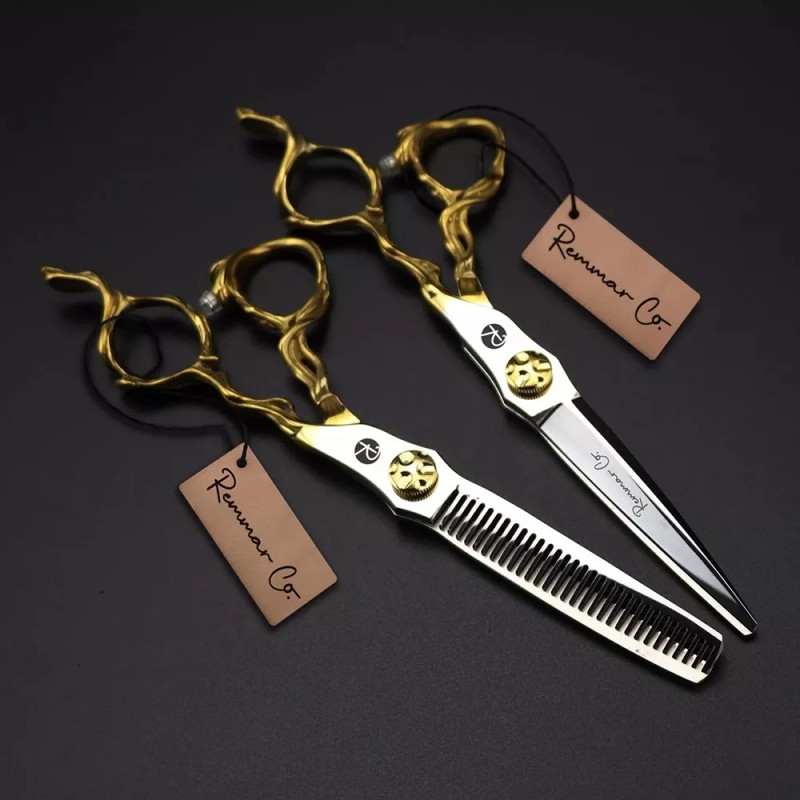 Remmar Co Set 2 Tijeras 6 Pulgadas Estilista Barbero Dorado