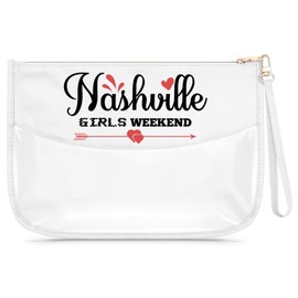 Gfhzdmf Nashville Travel Gift Clear Makeup Bag Nashville Lover Gifts Girls Weekend Gift Cosmetic Bag Birthday Bachelorette Party Friendship Present for Her Women Daughter Friend Girls Zipper Pouch