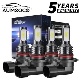 AUIMSOCO 9005 9006 LED Headlight Kit Combo Bulbs 10000K High Low Beam Super Bright White