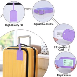 Luggage Tags, 6 Pcs Leather Suitcase Labels Travel Luggage Tag with Name ID Card Baggage Labels Tags for Luggage Bags Backpacks Cruise Waterproof Travel Accessories