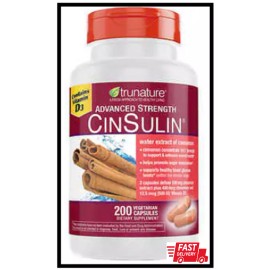 Trunature Advanced Strength CinSulin Cinnamon Blood Glucose 200 Ct Exp: 04/26