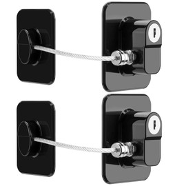 TIJTJHC Refrigerator Lock 2 Pack with Keys, No Drill Fridge & Freezer Lock for Cabinets, Drawers & Windows, Black